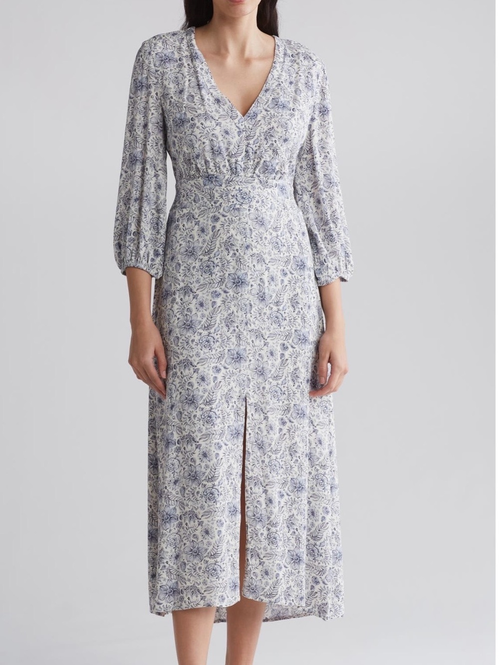 Splendid x Cella Jane Midi Dress Size Small Blue Floral Cottagecore Coquette